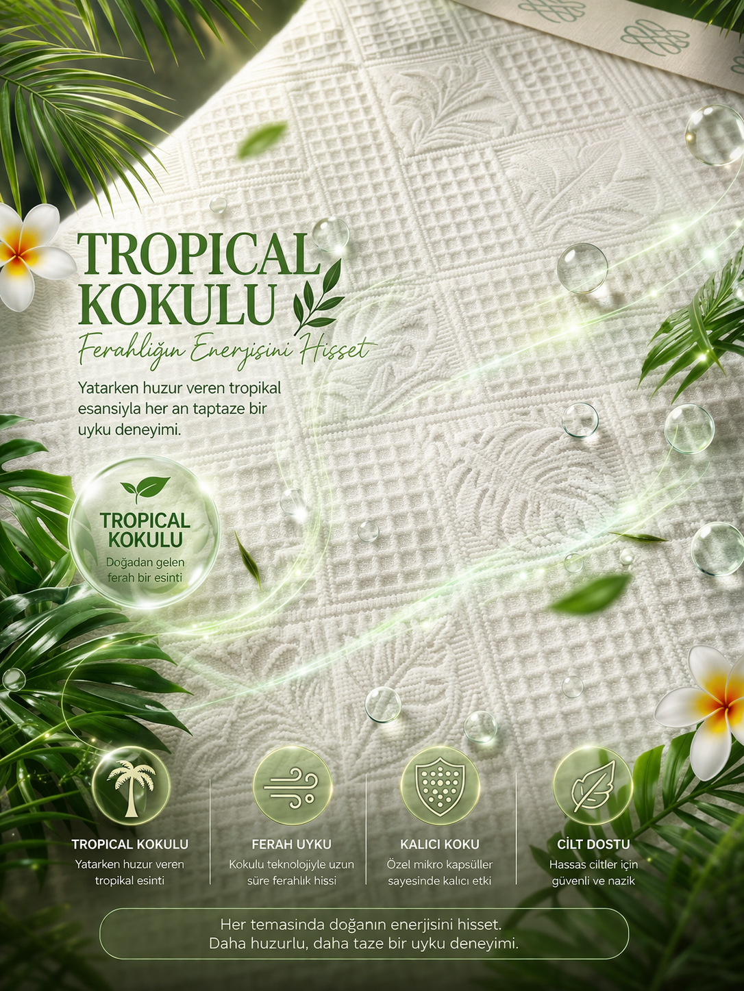 tropical kokulu yatak kumaşı
